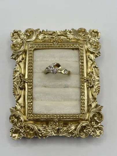 Discover Vintage Gold Tone CZ Swirl Ring Size 8.5 Solitaire Accent Stones Costume Jewelry