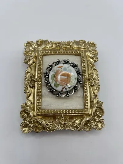 Discover Vintage Hand Painted Floral Porcelain Brooch Signed Annalee Silver Tone Frame