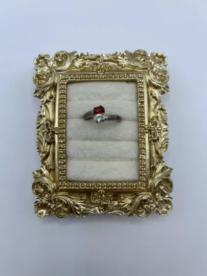 Discover Vintage Red & Clear Stone Bypass Ring Size 7 Silver Tone Costume Jewelry