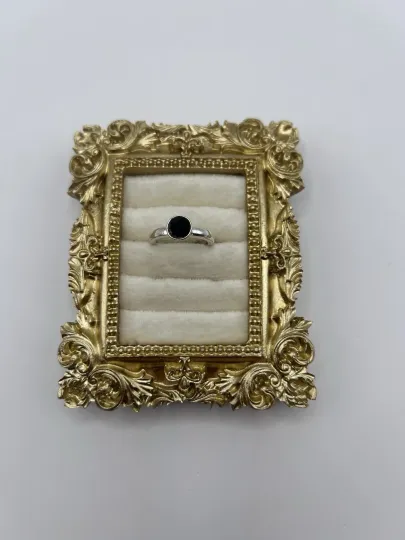 Discover Vintage Silver Tone Black Rhinestone Ring Size 7 Round Solitaire Costume