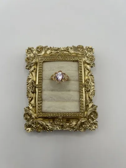 Discover Pink Rhinestone Flower Gold Tone Statement Ring Size 8 Costume Vintage Style Fun