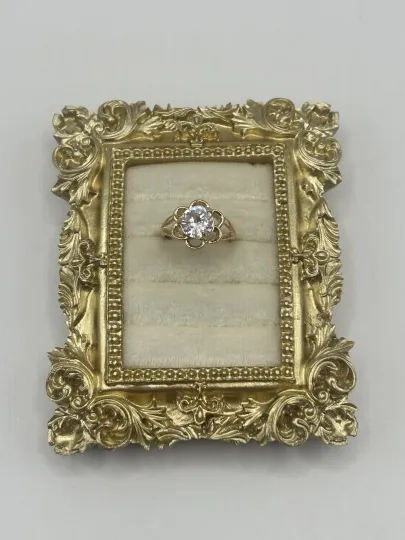 Discover Clear Rhinestone Flower Gold Tone Statement Ring Size 6.75 Costume Vintage Style