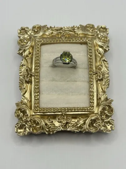 Discover Vintage Style Green Rhinestone Costume Ring Silver Tone Size 7.5 Statement Shine