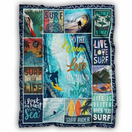 Discover Surf Blanket, Surf For Life Fleece, Sherpa Blanket Gifts For Birthday, Christmas