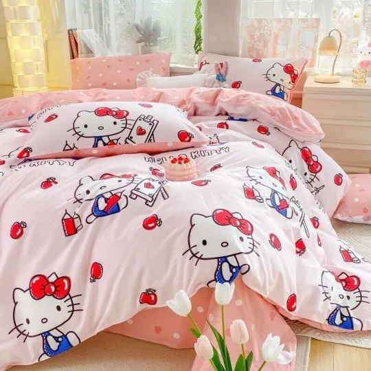Discover Hello Kitty Loves Apple Cotton Bedding Set 3PCS Single