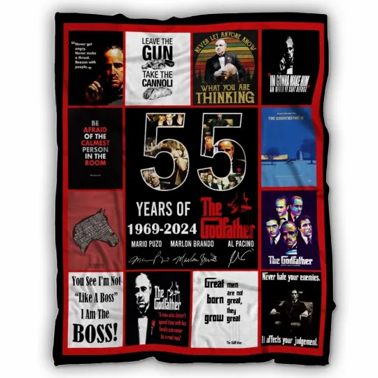 The Godfather Blanket, 55 Years Of 1969-2024 The Godfather Fleece Sherpa Blanket