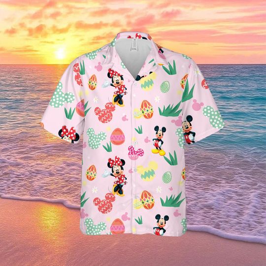 Discover Mk and Mn Easter Eggs Hawaiian Shirt, Disney Trip Tee, Cute Easter Aloha Shirt