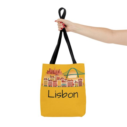Discover Lisbon Skyline Tote Bag  Portugal Travel Tote, Reusable Shopping Bag, City Illustration Gift