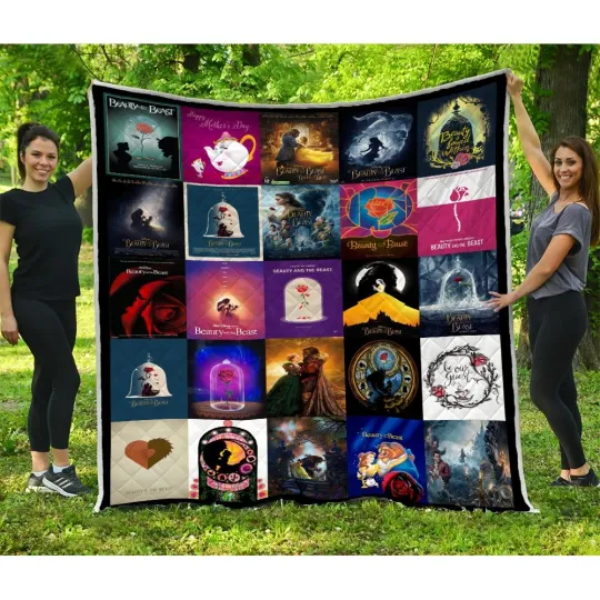 Discover Beauty and the Beast Quilts, Cartoon Movies Quilt Blanket Soft and Cozy Luxury