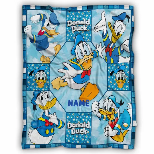 Discover Personalized Donald Duck Blanket, Donald Duck cartoon characters Fleece Sherpa