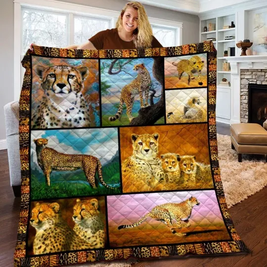 Cheetah Quilts, Cheetah in the wild Quilt Blanket Soft and Cozy Luxury