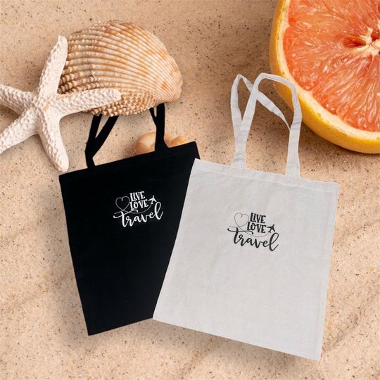 Discover Travel embroidered tote bag