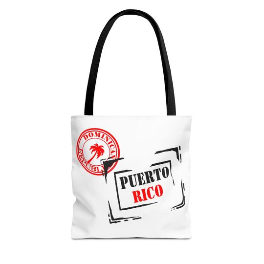 Discover Puerto Rico Passport Stamp Design, Travel Souvenir AOP Tote Bag, Great For Teachers, Students, Travel, Vacation Or Tourism