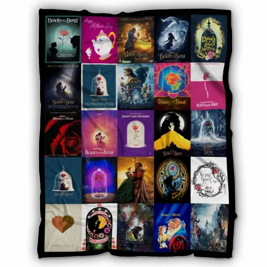 Discover Beauty and the Beast Blanket, Cartoon Movies Fleece Sherpa Blanket Soft and Cozy