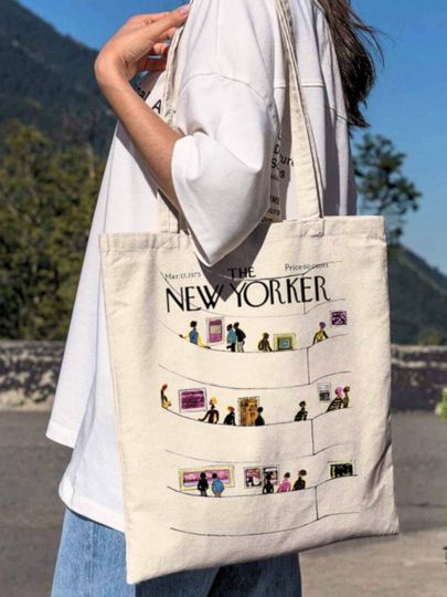 Discover The New Yorker Tote Bag | New York City Tote Bag | New York Museum Art Aesthetic Book Tote Bag Art Gallery Canvas Tote NYC Boho Tote Bag