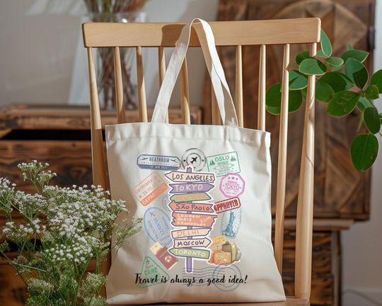 Discover City Signpost Travel Tote Bag: Wanderlust Gift