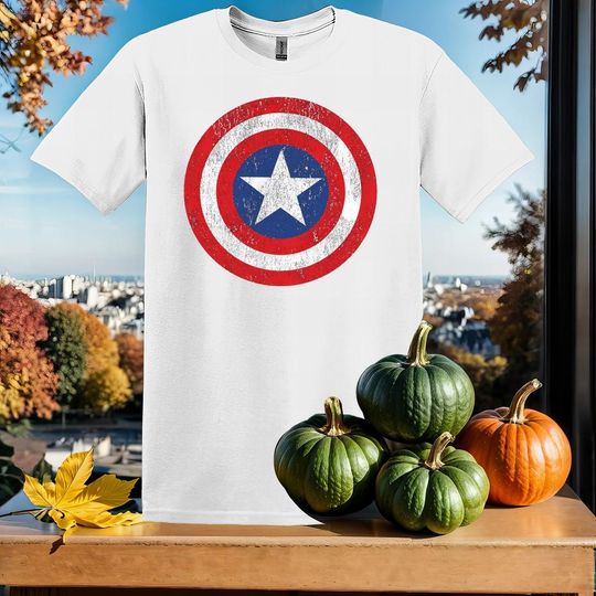 Discover Marvel Captain America Shield T-Shirt Tshirt T Shirt Hoodie Unisex Men Women Kids (S-5XL) | Gildan Top for Boys & Girls SY502