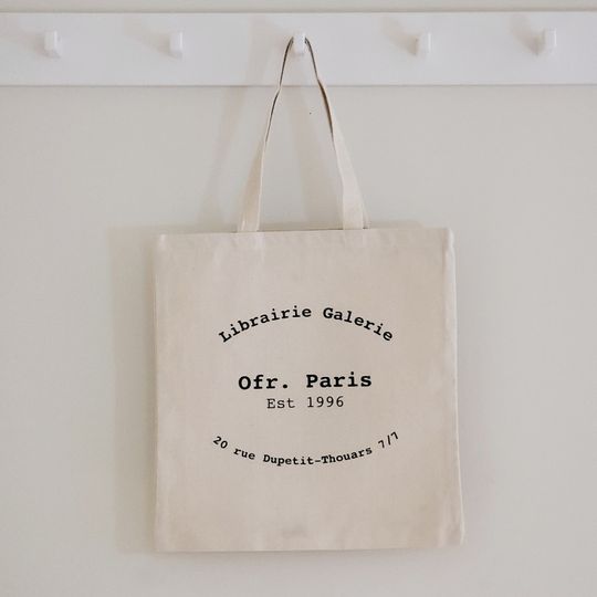 Discover 0fr Paris Bookstore Vintage Canvas Tote Bag, Organic Cotton Tote Bag