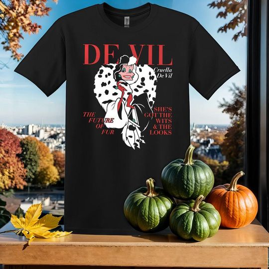 Discover Disney Villains Cruella De Vil T-Shirt Tshirt T Shirt Hoodie Unisex Men Women Kids (S-5XL) | Gildan Top for Boys & Girls SY349