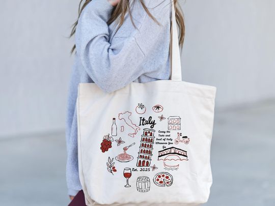 Discover Italy Tote Bag, Tower of Pisa Bag, Italy Souvenir Bag, Travel To Italy Bag, Gift For Italy Lover, Vacation in Roma Bag,Italy Souvenir Bag