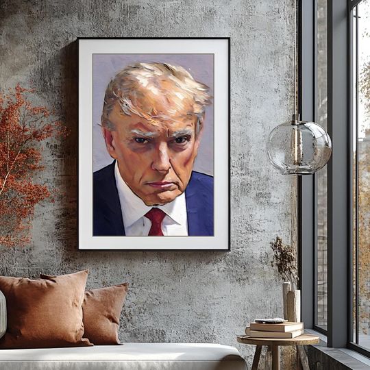 Discover Funny Trump Mugshot Painting, Funny Print, Trump Poster, Trump Mugshot Poster, Political Art, Trump Wall Art