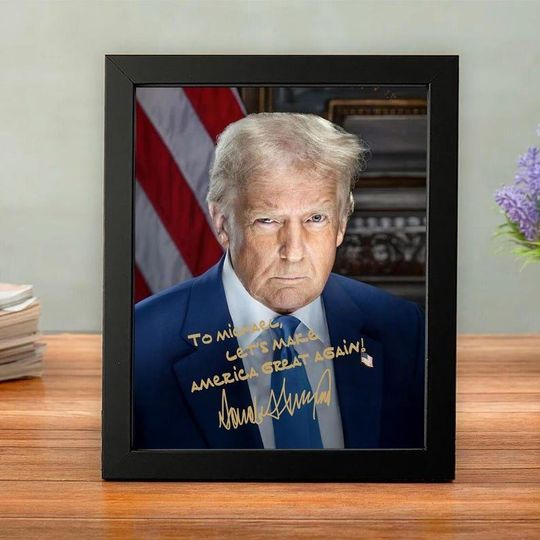 Discover Personalized Trump Photo Frame: Autographed MAGA Gift