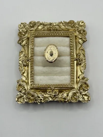 Discover Vintage Gold Tone Adjustable Locket Ring Size 5.5 Ornate Floral Costume Cottage