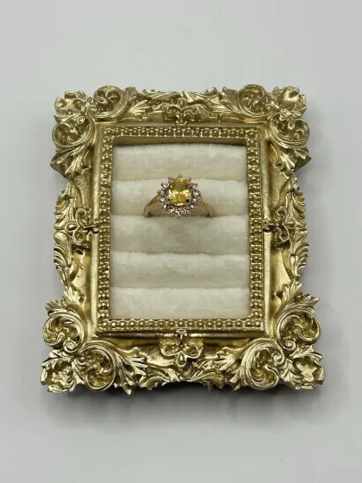 Discover Vintage Gold Tone Yellow Rhinestone Halo Ring Size 8 Statement Cocktail Elegant