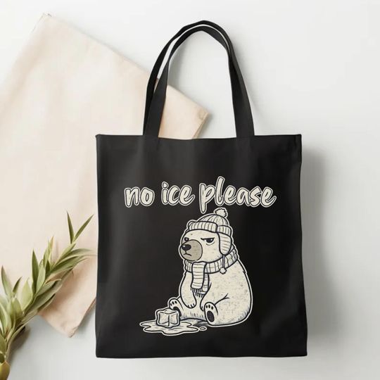 No Ice Bear Tote Bag, Pro Immigration Tote, Abolish ICE Bag, Anti ICE Political Tote, Social Justice Bag, Resist Activist Tote