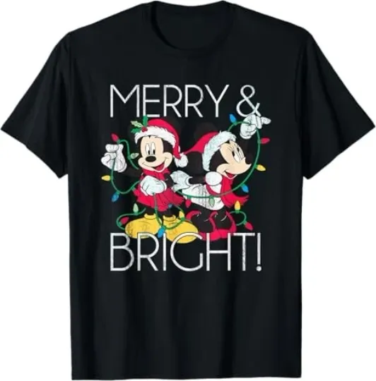 Discover Disney Minnie And Mickey Merry N Bright T-Shirt, Gift For Friends