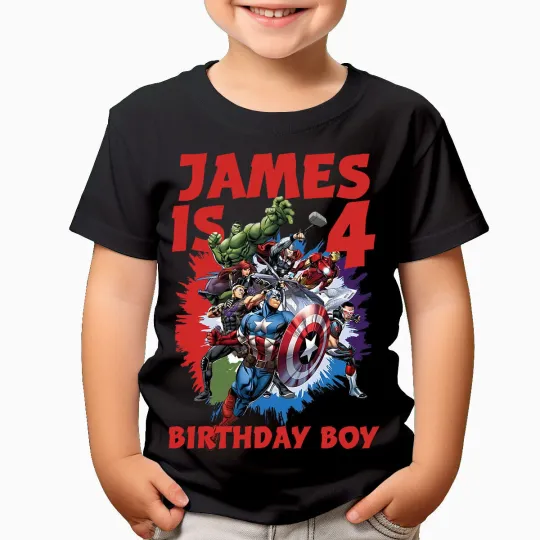 Discover Personalised Your Name Age Birthday Boy Siblings Party Custom Kids T-Shirts#UJG6