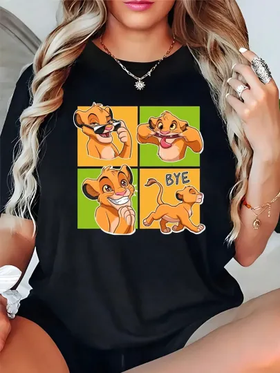 Disney  Lion King Print Loose Fit T-Shirts