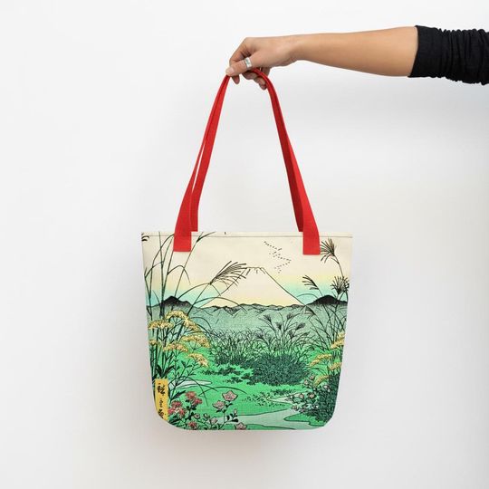 Discover Japanese Landscape Tote, Ukiyo-e Art Shopper, Museum Style Japanese Bag