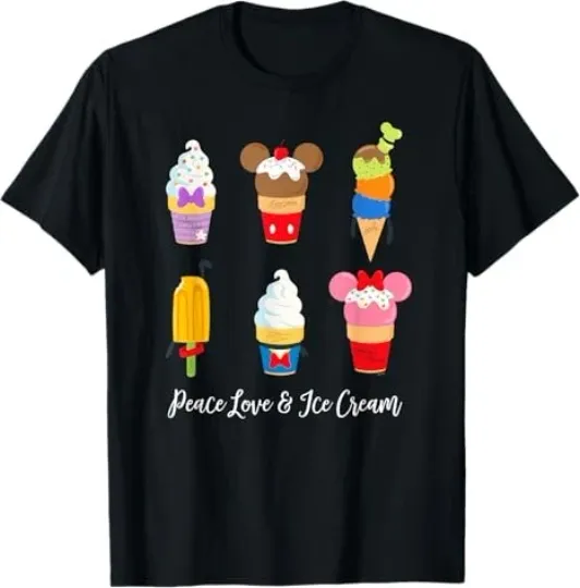 Discover Disney Mickey & Pals Summer Treats Peace Love & Ice Cream T-Shirt