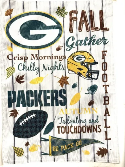 Green Bay Packers Fall Harvest Moire Garden Flag football Football By Evergreen 12x18