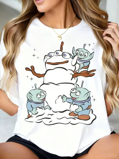 Discover Disney  Aliens Building Snowman T-Shirt, Gift For Friends