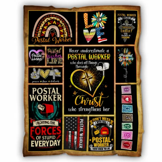 Discover Postal Worker Blanket, Postal Service Fleece, Sherpa Blanket Soft and Warm Gifts