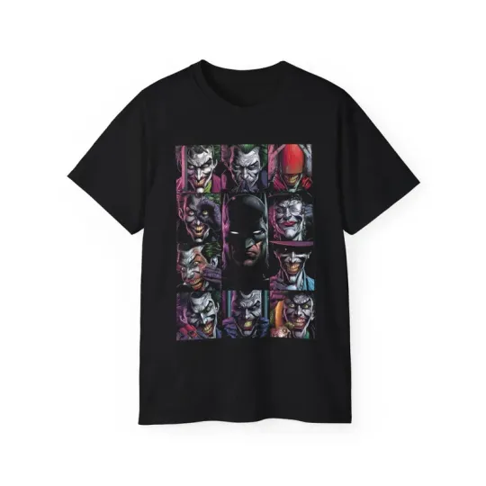 Discover Many Faces Of The Joker Shirt, The Batman, Comic Book Villains T-Shirt