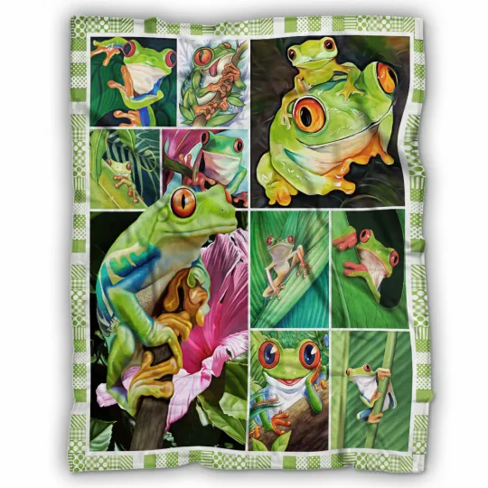 Discover Frogs Quilt, Frogs Lover Fleece, Sherpa Blanket Gifts For Birthday Christmas