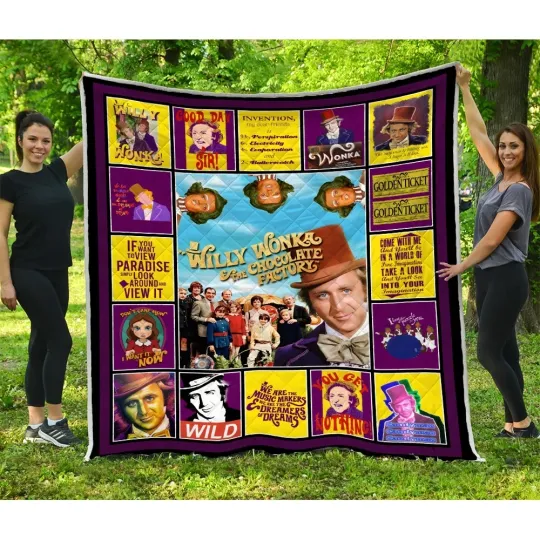 Willy Wonka The Chocolate Factory Quilt, Willy Wonka Quilt Blanket Soft Cozy