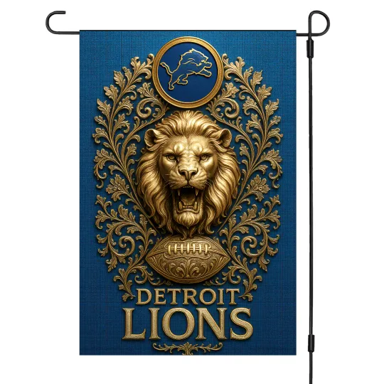 Detroit Lions Garden Flag 12"x18" football Double-Sided Outdoor Yard Banner Fan Decor