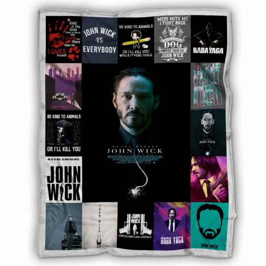 John Wick Blanket, John Wick movie Fleece, Sherpa Blanket Super Cozy and Comfy