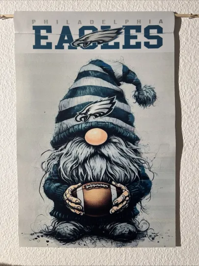 Discover Garden Flag 12x18 Philadelphia Eagles football￼Double Sided Handmade  Gnome