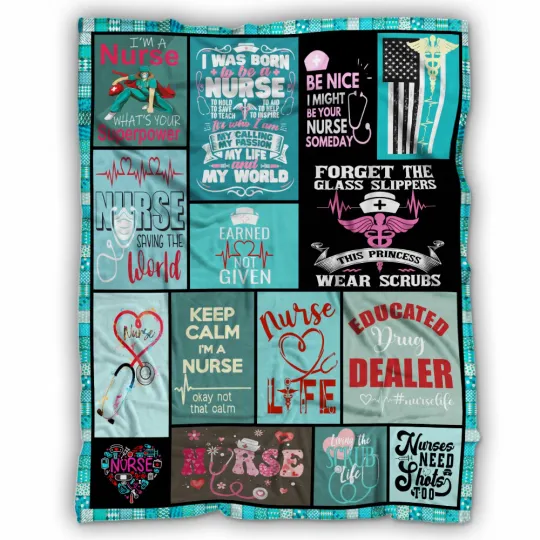 Discover Nurse Blanket, Colorful Nurse Life Elements And Nursing Fleece, Sherpa Blanket