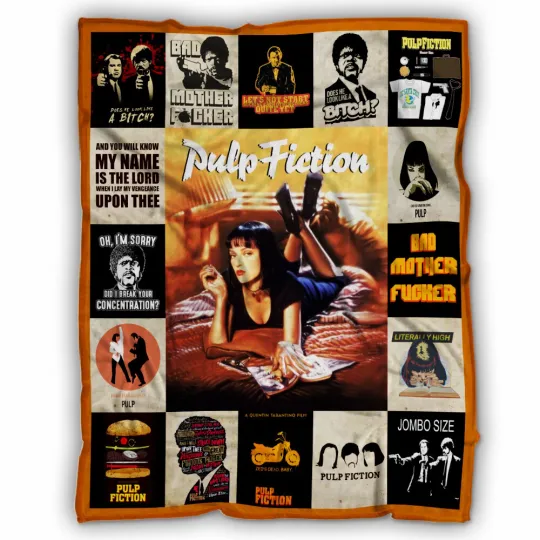 Discover Pulp Fiction Blankets, Bad Mother F***ker Fleece Sherpa, John Travolta Blanket