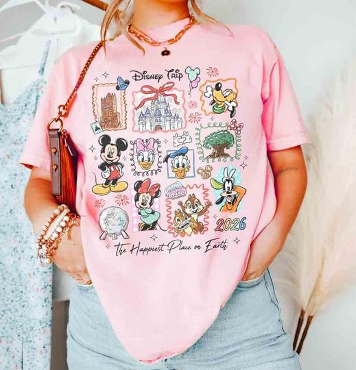 Discover Vintage Coquette Disney Trip 2026 Shirts, Family Vacation 2026 Shirt, Disney Castle Tee