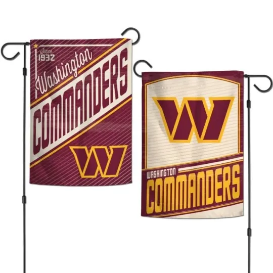 WASHINGTON COMMANDERS DOUBLE SIDED RETRO GARDEN FLAG 12"X18" BANNER football