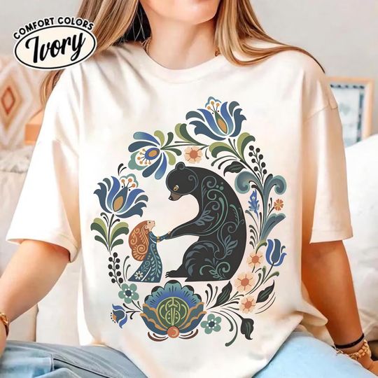 Discover Retro Pixar Brave Floral Shirt, Disney Merida Princess And Elinor Queen Bear Tee