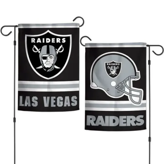 LAS VEGAS RAIDERS DOUBLE SIDED GARDEN FLAG 12"X18" YARD BANNER football