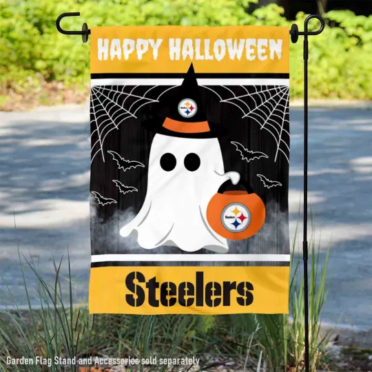 Discover Pittsburgh Steeler Happy Halloween Garden Yard Banner Flag